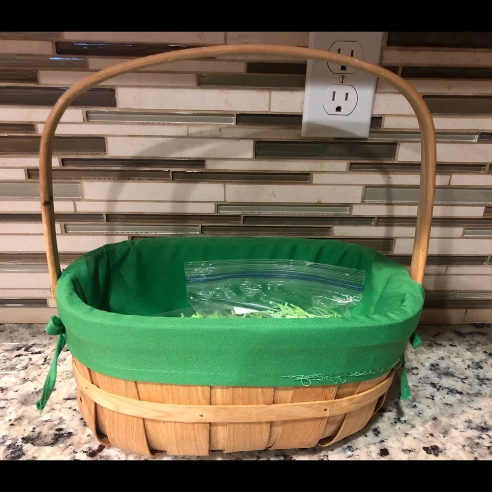 Tabs New Green Lined Gift Multi Use Home Basket Easter